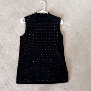 EUC! Tahari Black and gold mock neck tank